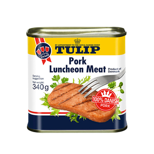 丹麦进口340g 2郁金香午餐肉罐头火腿即食猪肉速食户外便捷切片