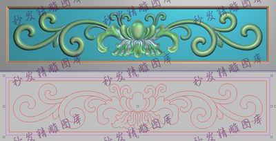 新款精雕图jdp灰度图线条洋花牡丹花抽斗围板横板挡板侧板322x70