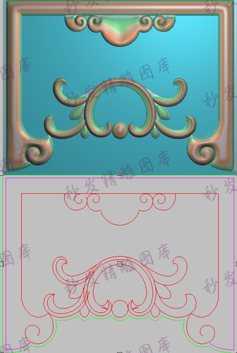 新款精雕图jdp灰度图浮雕图线条洋花如意餐椅沙发背下花板146x110