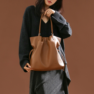 RABEANCO桦碧渔夫包hobo包托特包女斜挎包大容量单肩包牛皮通勤包