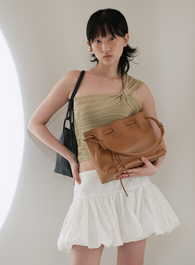 RABEANCO桦碧ELIANA安娜包牛皮单肩包女大容量斜挎包褶皱手提包