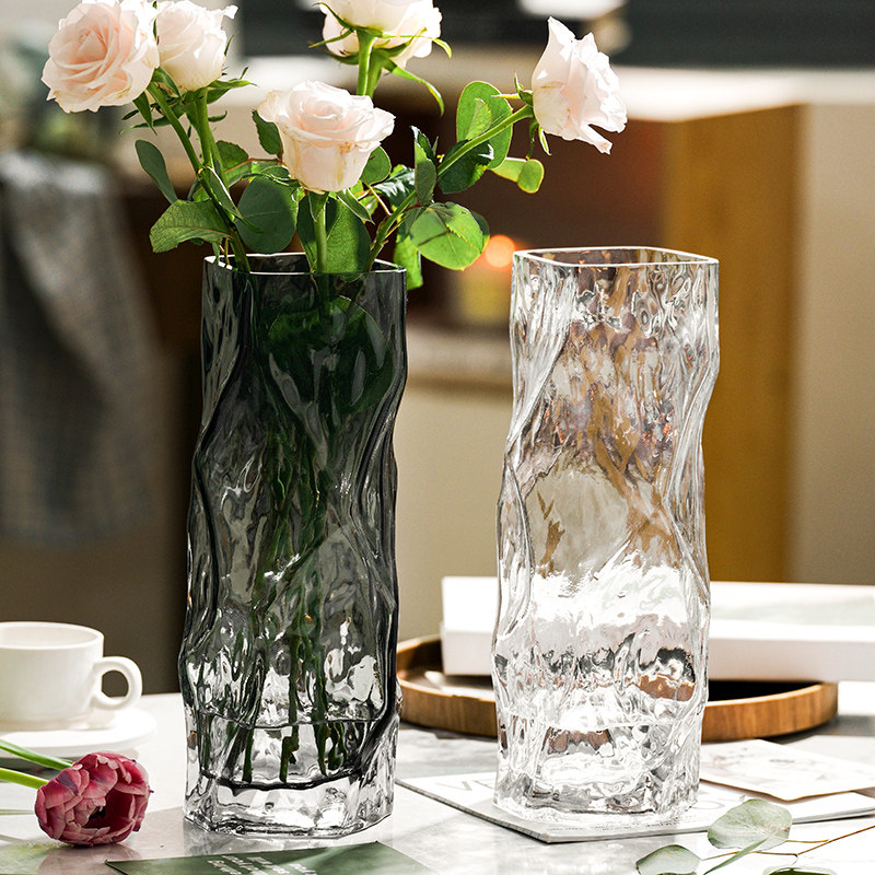 欧式创意网红花瓶玻璃透明水养插花客厅餐桌高级感ins风轻奢摆件