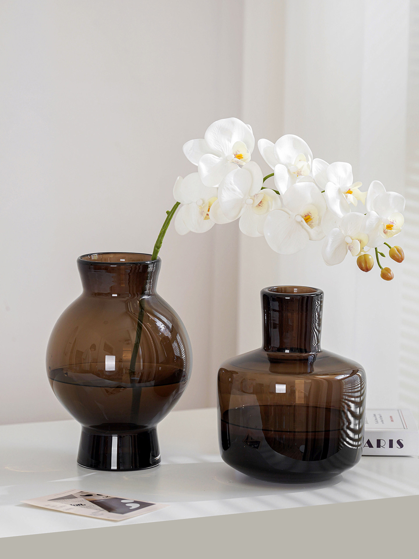 花瓶法式中古玻璃客厅简约ins风设计感小众大肚水养鲜花插花摆件