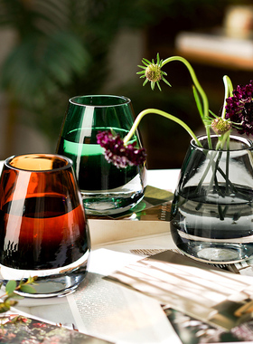 简约创意迷你小花瓶水晶玻璃水培插花装饰mini摆件客厅餐桌香薰瓶