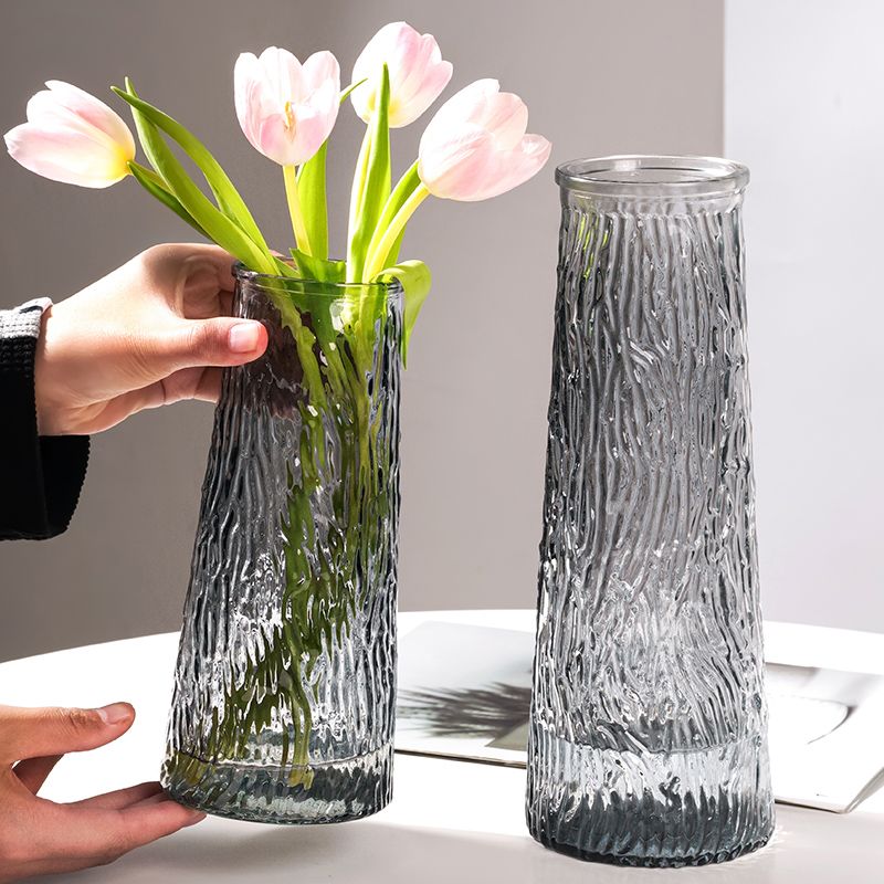 网红简约创意花瓶ins风透明玻璃客厅水养鲜花郁金香插花餐桌摆件