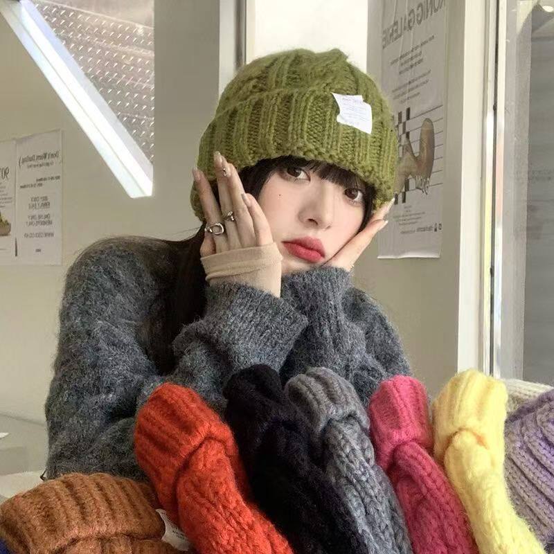 韩版ins甜美可爱毛线帽子女秋冬季保暖加厚针织帽男学生网红冷帽