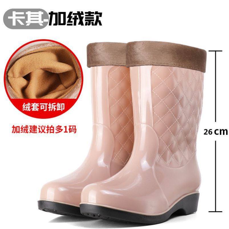 雨鞋女款中筒四季工作雨靴加棉保暖厨房厚底耐磨水靴防滑水鞋女士