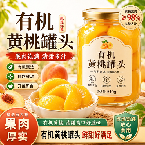 有机黄桃罐头正品整箱2026新鲜黄桃制作无添加水果罐头零食旗舰店