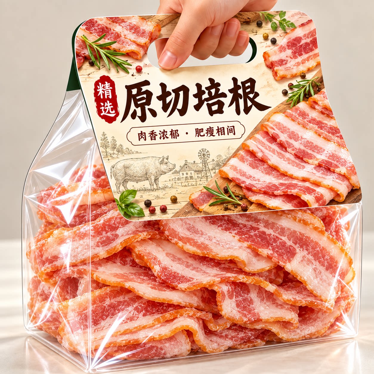 天猫甄选培根儿童无添加原切肉片三明治葱抓饼专注儿童营养早餐
