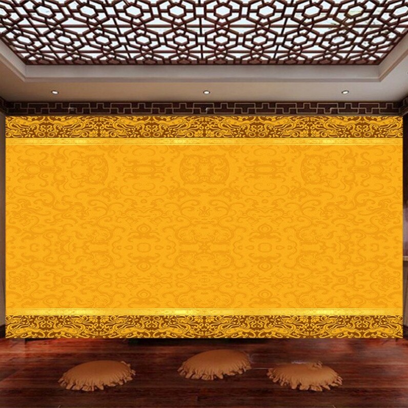 藏式花纹图案墙纸复古唐卡背景墙装饰画藏佛西藏佛堂吉祥八宝壁纸