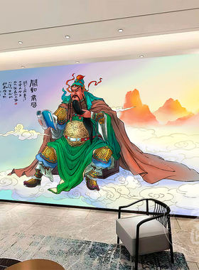 关公夜读春秋画背景墙布壁纸墙纸