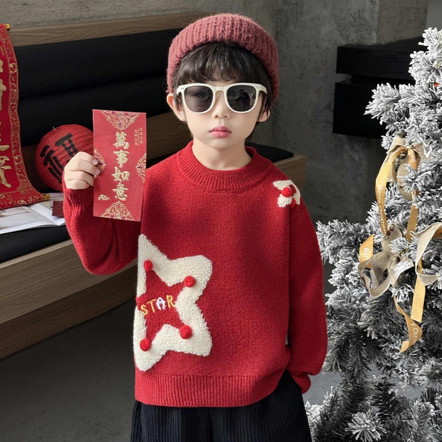 男童毛衣圣诞节2026马年新款儿童装针织衫加厚红色元旦拜年表演服,童装/婴儿装/亲子装,毛衣/针织衫,淘宝优惠券,粉丝福利购,淘宝优惠卷