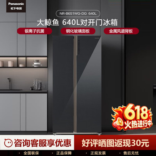 松下1级风冷无霜640L对开门冰箱