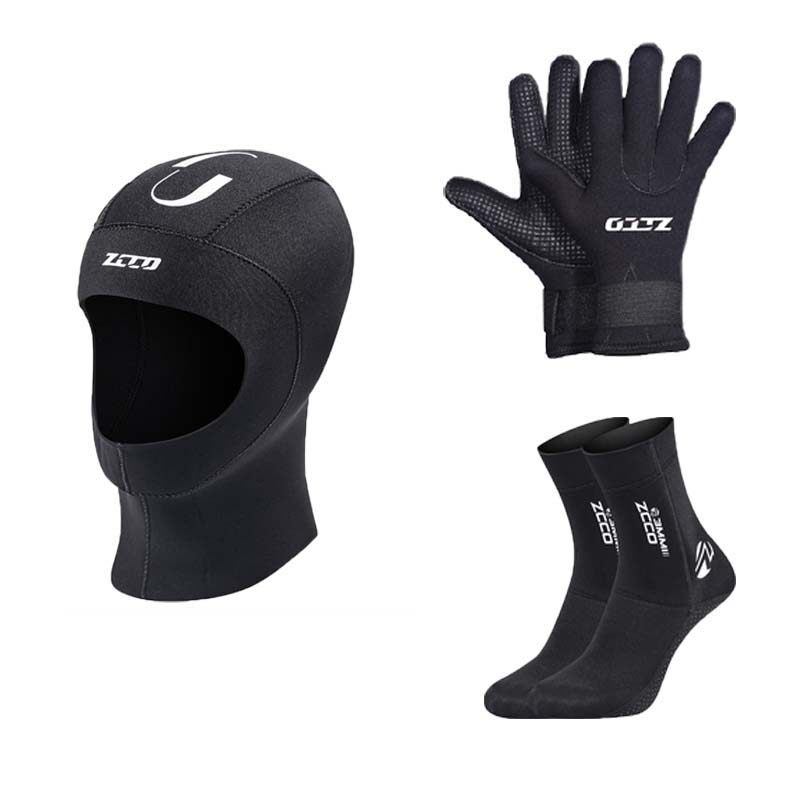 zcco潜水帽头套男女3mm游泳袜子手套防寒保暖头罩防滑沙滩袜装备