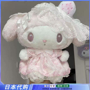 日本正版淡雪白草莓系列美乐蒂公仔可爱甜美蝴蝶结玩偶送生日礼物