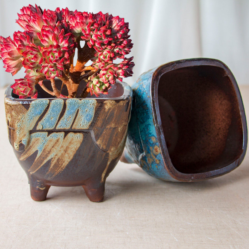 尊泥手工绿植花盆粗陶方口花盆多肉陶瓷盆粗陶陶瓷盆透气紫砂陶罐,鲜花速递/花卉仿真/绿植园艺,花盆,淘宝优惠券,粉丝福利购,淘宝优惠卷