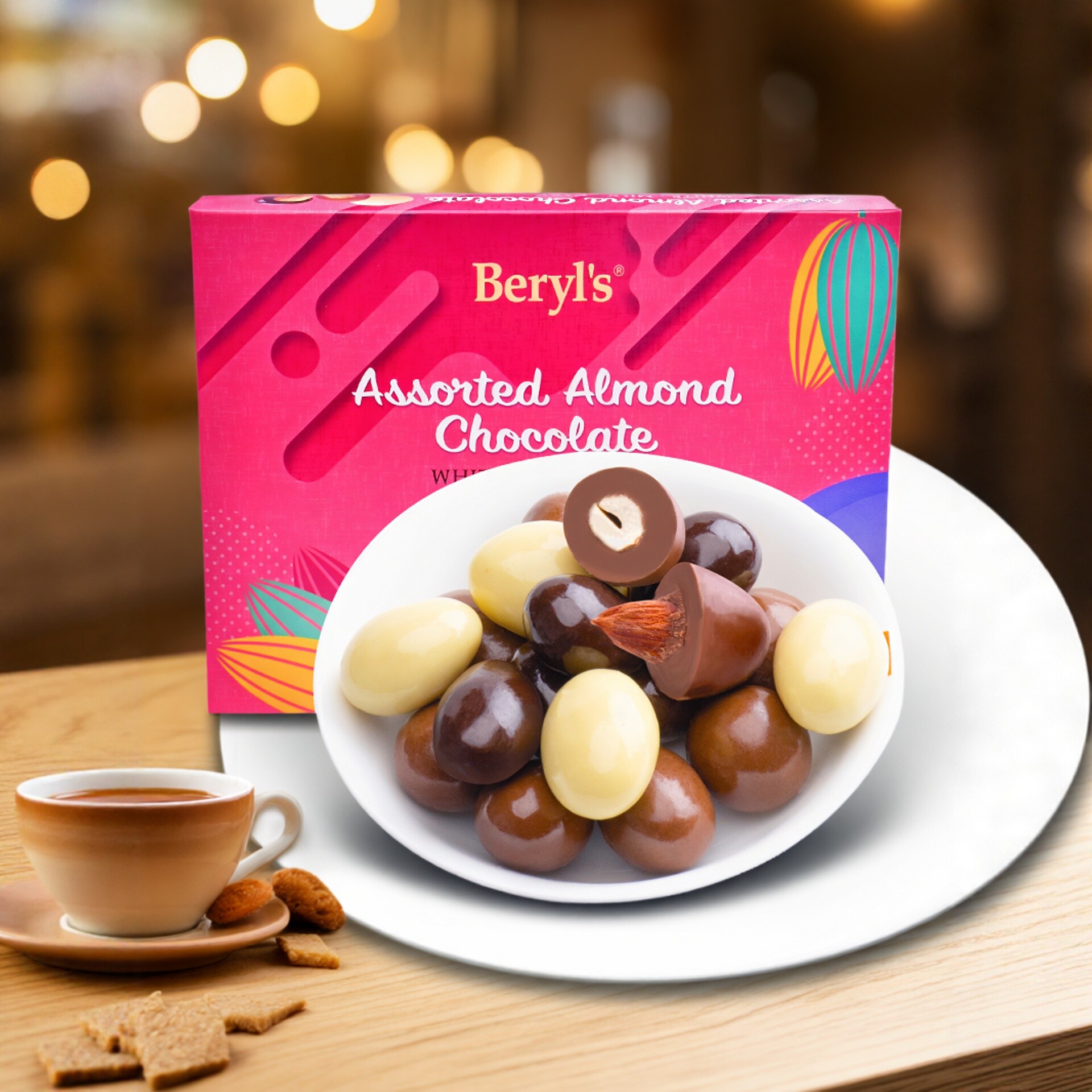 马来西亚原装进口零食beryls倍乐思多口味扁桃仁夹心巧克力豆盒装