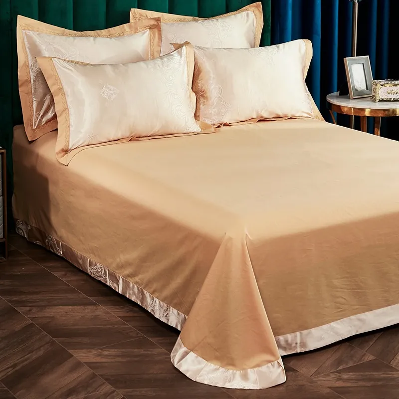 床单单件纯棉100全棉2026新款枕套三件套高级感金黄色床上用品