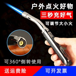 户外便携式直冲防风打火机艾灸专用点火器充气长手柄蓝焰点火棒枪