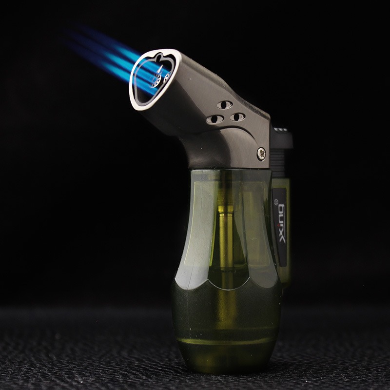 创意充气防风打火机三直冲火焰点烟器个性点艾灸雪茄烧塑料用户外