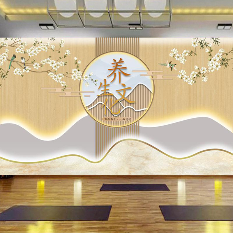 中医养生文化壁纸美容院推拿按摩足疗足浴壁布养生馆吧台背景墙纸,家装主材,定制壁画,淘宝优惠券,粉丝福利购,淘宝优惠卷