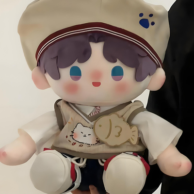 40cm娃衣小猫抱抱鱼坐姿棉花娃娃衣服一番赏无属性40厘米玩偶替换