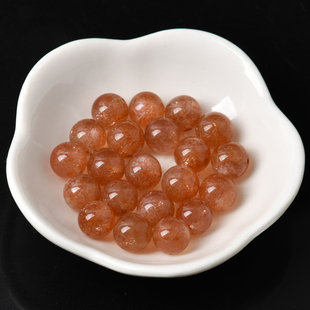 7A天然金太阳散珠金草莓圆珠手串单珠阿鲁沙女士手链项链橘色配珠