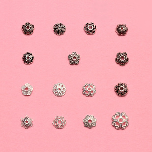 s925纯银素银配件6MM花托花帽隔片垫片珠托隔珠DIY佛珠手链串配饰