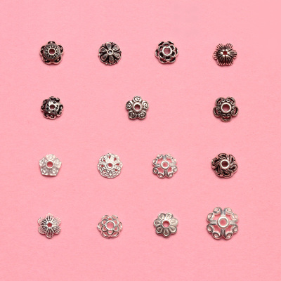 纯银佛珠手链串配饰花帽