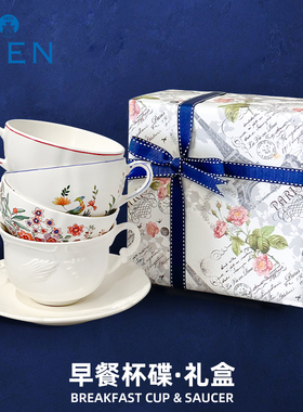 法国进口GIEN早餐杯碟大容量茶杯碟套装礼品法国制造