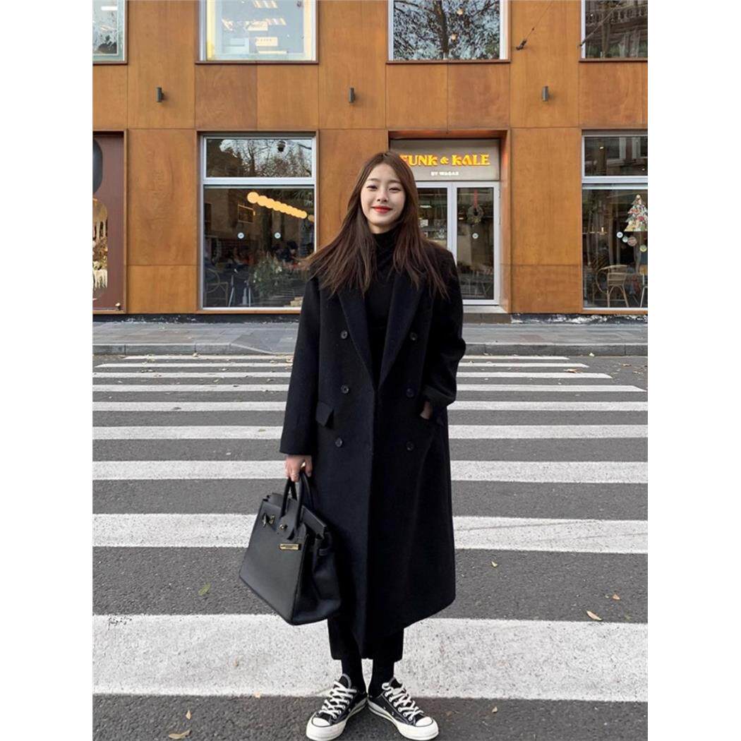 黑色毛呢外套女小个子韩