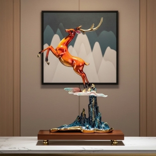 一路高升铜鹿摆件家居办公室酒柜客厅装饰品乔迁新居公司开业礼物