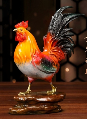 大吉大利黄铜大公鸡摆件家居客厅玄关酒柜装饰品乔迁新居开业礼品