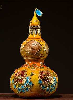 箐铜记 《富贵满堂》葫芦铜摆件家居装饰品客厅玄关办公室送礼品