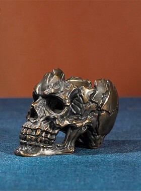 箐铜记《骷髅头》全铜摆件家居装饰品客厅玄关办公室创意个性摆设