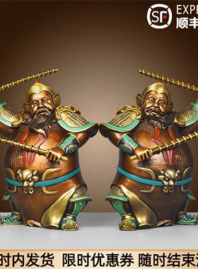 全铜门神摆件中式护宅二将