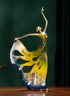 雀之舞者黄铜摆件工艺品现代中式创意家居客厅入户装饰品轻奢礼品