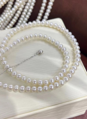 可咸可甜纯银项链 5-6近圆无暇淡水珍珠全部都是珠层的无核珍珠