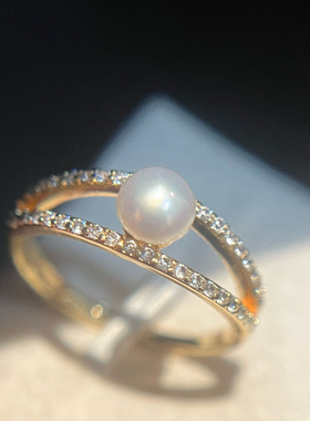 「新品女神单品戒指 天然高品质淡水珍珠14k注金独家时尚小清新款