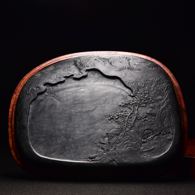 清仓龙鳞珍藏手工雕刻墨块歙砚