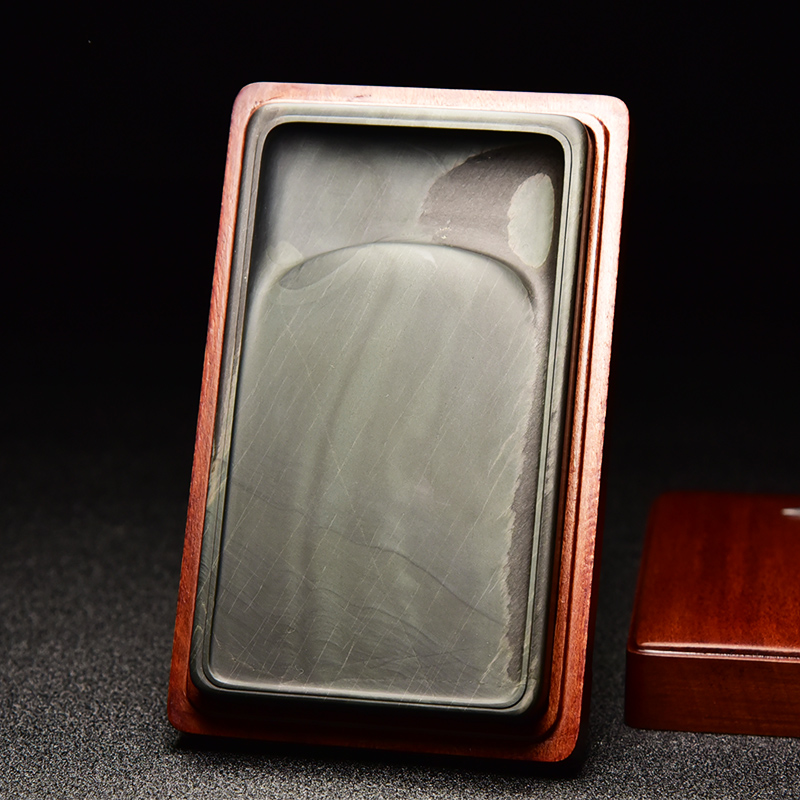 高档珍藏礼品天然原石老坑精品安徽歙县四大名坑金星坑经典纯手工雕刻长方素砚书法国画创作专用文房四宝歙砚