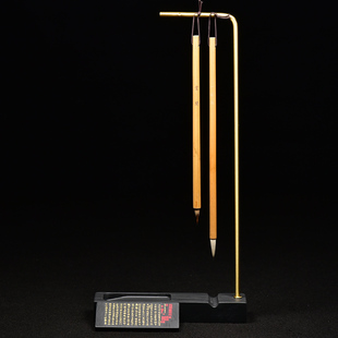 精品高档珍藏礼品天然原石老坑水波纹安徽歙县文房四宝纸墨笔砚初学者学生多功能开槽镇尺镇纸砚笔挂笔搁歙砚