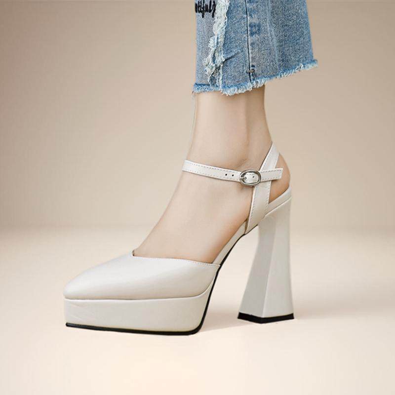 粗跟高跟鞋女2026春夏季厚底包头女鞋优雅性感礼服超高跟单鞋小码