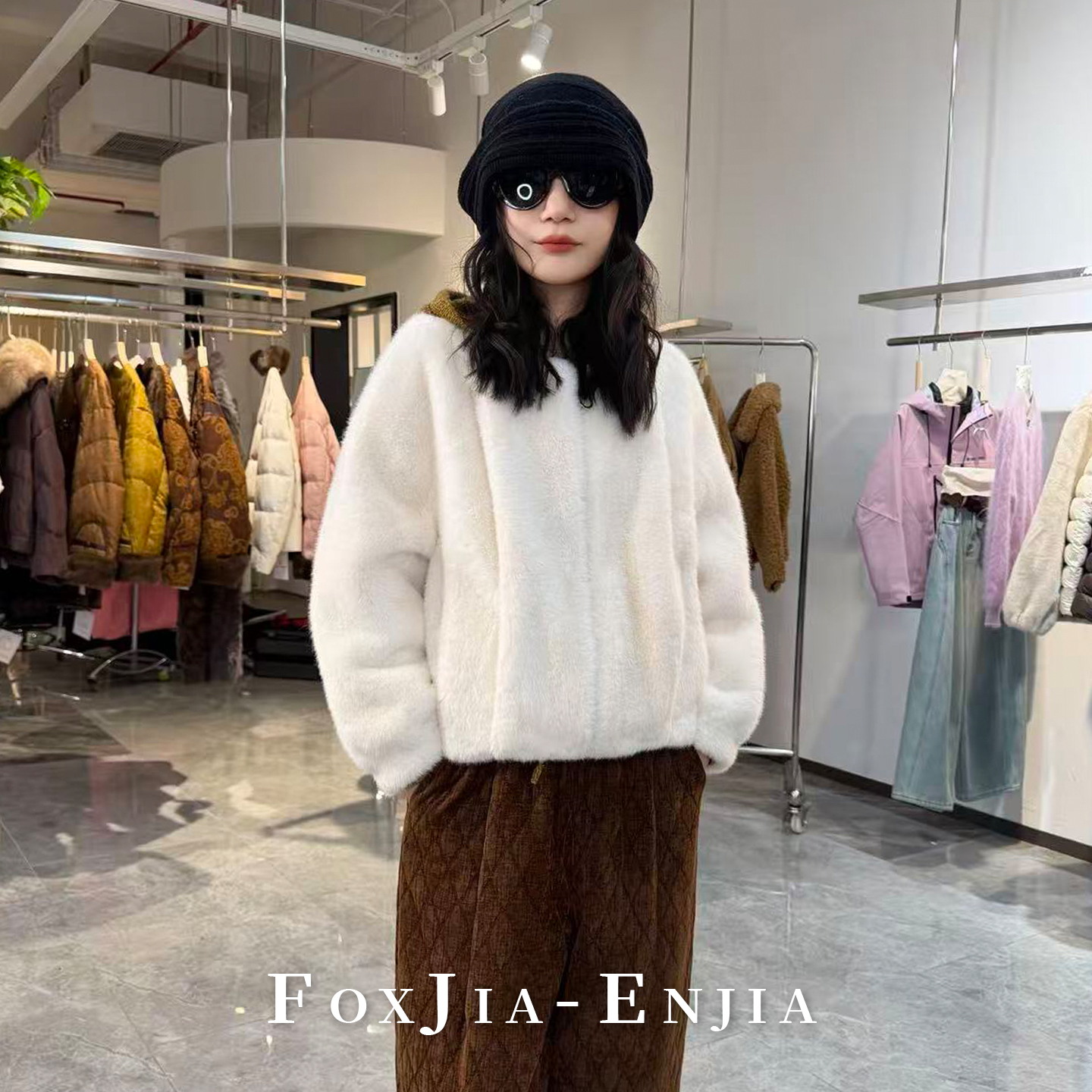 【恩佳专享】韩版仿皮草短外套女宽松百搭时尚上衣25-172-2509-D