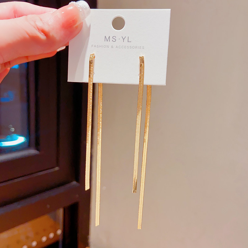 高级感小众欧美气质长款流行耳环圆脸时候的显瘦耳钉前后戴耳饰女