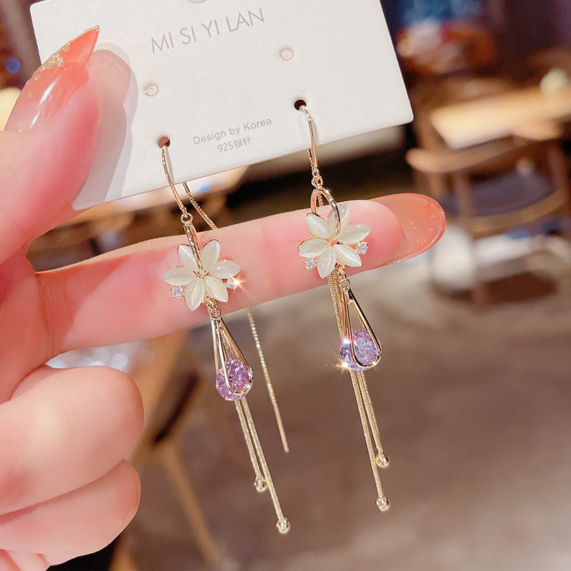 网红爆款猫眼石流苏耳环2025年新款潮超仙紫色水晶高级感轻奢耳线,饰品/流行首饰/时尚饰品新,耳线,淘宝优惠券,粉丝福利购,淘宝优惠卷