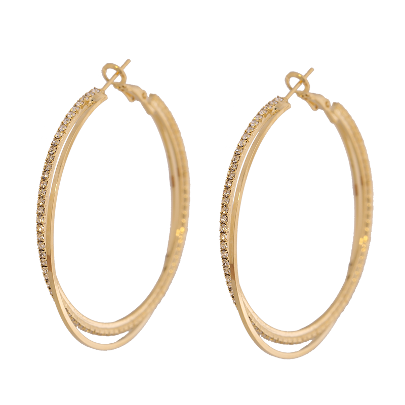 韩国设计感镶钻圈圈耳环女2025年新款潮个性夸张925银针耳圈耳饰