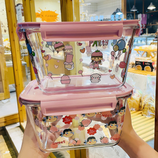 玻璃饭盒大容量玻璃保鲜盒密封罐泡菜饭盒高硼硅耐热碗可微波加热