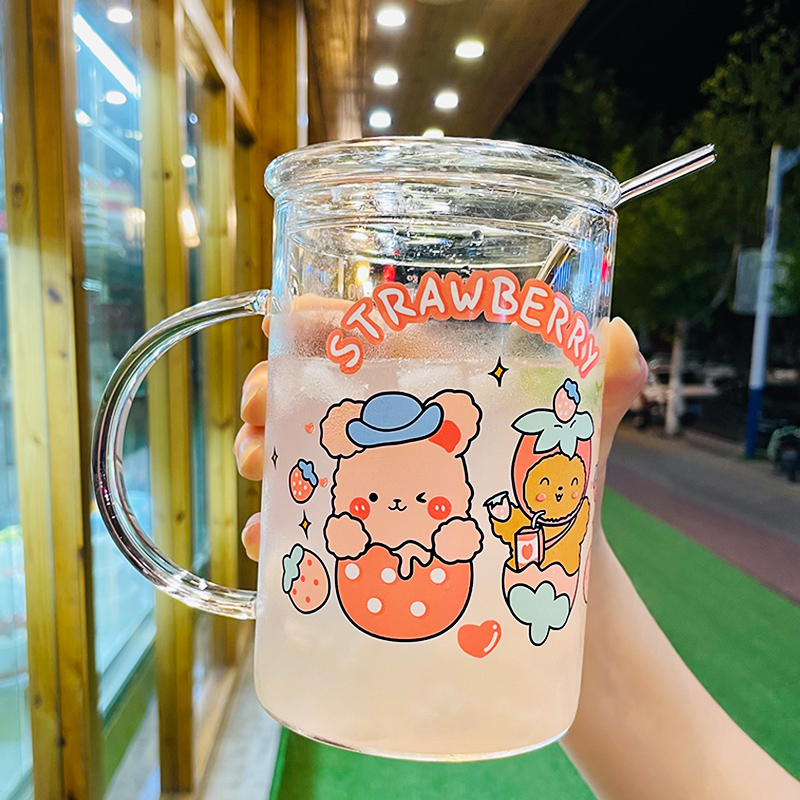 1000ML超大号大容量夏季玻璃杯吸管水杯泡茶牛奶杯子女2026新潮款