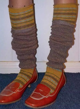 toooot日系复古美拉德费尔岛长筒袜女秋冬过膝可堆堆小腿袜配皮鞋